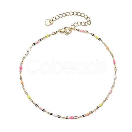 304 Stainless Steel Enamel Link Chains Anklets AJEW-AN00588-02-1