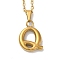 PVD Vacuum Plating 201 Stainless Steel Necklaces, Letter, Letter Q, 17.80 inch(45.2cm), Pendant: 22x11.7x3mm