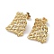 Ion Plating(IP) 304 Stainless Steel Rectangle Net Ear Studs for Women, Real 18K Gold Plated, 22x21mm