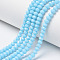 Opaque Solid Color Imitation Jade Glass Beads Strands, Faceted, Rondelle, Cyan, 3.5~3.8x3mm, Hole: 0.4mm, about 113~115pcs/strand, 32.5~33cm