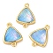 Synthetic Opal Connector Charms, Rack Plating Brass Triangle Links, Golden, Light Sky Blue, 17.5x12.5x6mm, Hole: 1.4mm