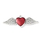 Rack Plating Alloy Enamel Pendants, Cadmium Free & Nickel Free & Lead Free, Heart with Wing Charm, Antique Silver, 11.5x31.5x2mm, Hole: 1.6mm