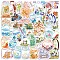 50Pcs PVC Waterproof Stickers, Self-adhesive Decals, for Suitcase, Skateboard, Refrigerator, Helmet, Mixed Color, 40~60mm