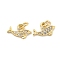 Brass Micro Pave Clear Cubic Zirconia Charms, Dolphin, 6.5x11.5x2mm, Hole: 2.5mm