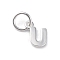 925 Sterling Silver Letter Charms, with Jump Rings and 925 Stamp, Silver Color Plated, Letter U, 8x6x0.8mm, Hole: 4mm