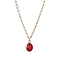 Glass Oval Pendant Necklaces, with Brass Cable Chains, Red, 18.19 inch(462mm)