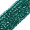 Glass Beads Strands, Faceted, Rondelle, Teal, 2.5x1.5~2mm, Hole: 0.6~0.7mm, about 154~161Pcs/strand, 90~100 Strand/set