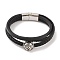 Braided Microfiber Leather Multi-strand Bracelets, 304 Stainless Steel Bracelets for Men, Tiger, 8-5/8x1-1/8 inch(22x2.7cm), Pendant: 15.5x18mm.