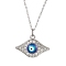 Alloy Crystal Rhinestone Cable Chain Blue Enamel Eye Pendant Necklaces for Women, Platinum, 15.75 inch(40cm)