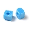 Handmade Lampwork Beads, Cube, Dodger Blue, 8.5~10x8.5~10.5x8~10.5mm, Hole: 4mm