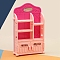 Doullhouse Kitchen Furniture Miniature Scene Accessories, Cabinet Model Ornaments Toys, Pink, 105x34x168mm