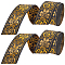 Gorgecraft Ethnic Style Polyester Silk Grosgrain Ribbon, Double-Face, Floral Pattern, Black, 1/8 inch(3.3mm), about 7m/roll, 2 rolls