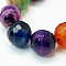 Natural Striped Agate/Banded Agate Beads Strands, Dyed, Faceted, Round, Colorful, 10mm, Hole: 1mm, about 39pcs/strand, 15.7 inch