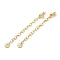 Brass Ends with Chains, Flat Round with Human, Real 18K Gold Plated, 72mm, Hole: 2.5mm