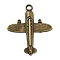 Alloy Pendants, Cadmium Free & Lead Free, Airplane Charm, Antique Bronze, 44.5x37x3mm, Hole: 3.5mm, about 322pcs/1000g