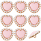 Gorgecraft 15Pcs Alloy Shank Buttons, with ABS Plastic Imitation Pearl Beads, Heart, Pink, 21.5x22.5x11mm, Hole: 2.5mm