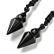 Natural Obsidian Conical Pendulum Pendant Necklace with Nylon Cord for Women, 27.56 inch(70cm)