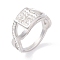 Square 304 Stainless Steel Finger Ring foe Women, with Rhinestone, Stainless Steel Color, 9mm, US Size 6~9(16.5~18.9mm)