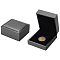 Rectangel PU Imitation Leather Coin Storage Boxes, Commemorative Single Coin Gift Case with Velvet Inside, Gray, 8.45x7.35x3.8cm, Inner Diameter: 33mm