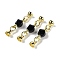 Natural Dyed & Heated Black Agate with Brass Fold Over Clasps, Real 18K Gold Plated, Long-Lasting Plated, Rack Plating, Faceted Twist, 45mm