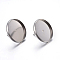 Flat Round 304 Stainless Steel Stud Earring Settings, Stainless Steel Color, Tray: 4mm