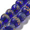 Handmade Lampwork Beads Strands, Round with Polka-Dotted, Blue, 12~12.5mm, Hole: 2mm, about 24pcs/strand, 10.71''(27.2cm)