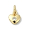 Heart Theme Brass Micro Pave Cubic Zirconia Charms, with Jump Ring, Real 18K Gold Plated, Heart, 8x6.8x2mm, Hole: 3mm