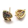 Colorful Cubic Zirconia Strawberry Stud Earrings EJEW-F321-01G-2