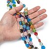 Flat Round Handmade Millefiori Glass Beads Strands LK-R004-63-5