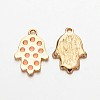 Light Gold Plated Alloy Enamel Hamsa Hand/Hand of Fatima/Hand of Miriam Pendants for Buddha Jewelry ENAM-J542-03KCG-1