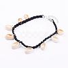 Fashion Style Cowrie Shell Charm Collar Choker Necklaces NJEW-N0052-024-1