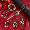 ANATTASOUL Leopard Print Teardrop Dangle Earrings & Multi-strand Bracelet & Tassel Pendant Necklace AJEW-AN0007-08-3