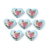 Flower Printed Opaque Acrylic Heart Beads SACR-S305-28-G04-1