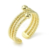 Rack Plating Brass Triple Line Open Cuff Ring for Women RJEW-K243-04G-2