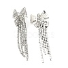 Crystal Rhinestone & Clear Cubic Zirconia Bowknot Tassel Dangle Stud Earrings EJEW-C037-10P-2