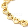 Clear Cubic Zirconia Heart Link Chain Bracelet BJEW-A132-11G-3