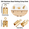 SUNNYCLUE 60Pcs Ion Plating(IP) 304 Stainless Steel Folding Crimp Ends STAS-SC0005-41-2