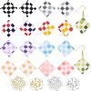 Olycraft Checkerboard Dangle Earrings DIY Making Kit DIY-OC0008-06-1