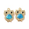 Brass Micro Pave Cubic Zirconia with Synthetic Opal Pendants KK-D096-14G-1