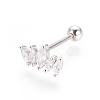 Anti-Tarnish Rhodium Plated 925 Sterling Silver Barbell Cartilage Earrings STER-I018-01P-4