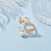 Copper Wire Wrapped Natural Cultured Freshwater Pearl Open Ring RJEW-JR00629-2