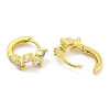 Rack Plating Leaf Brass Pave Clear Cubic Zirconia Hoop Earrings for Women EJEW-G410-57G-2