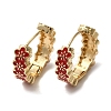 Flower Real 18K Gold Plated Brass Hoop Earrings EJEW-L268-015G-06-1