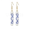 Glass Pearl & Seed Column Dangle Earrings EJEW-MZ00059-01-1