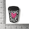 Heart Cow Printed Coffee Cup Mug Silicone Focal Beads SIL-M006-06B-3