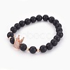 Natural Black Agate(Dyed) Beads Stretch Bracelets BJEW-JB03966-2