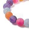 Natural Weathered Agate(Dyed) Round Beaded Stretch Bracelet BJEW-JB08500-2