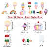 SUNNYCLUE 48Pcs 12 Style Rainbow Resin Cabochons CRES-SC0002-09-2