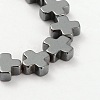 Electroplate Gorgeous Cross Non-magnetic Synthetic Hematite Beads Strands G-L268-18-1