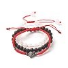 Natural Crackle Quartz & Lava Rock Braided Bead Bracelets Set BJEW-JB07212-01-2